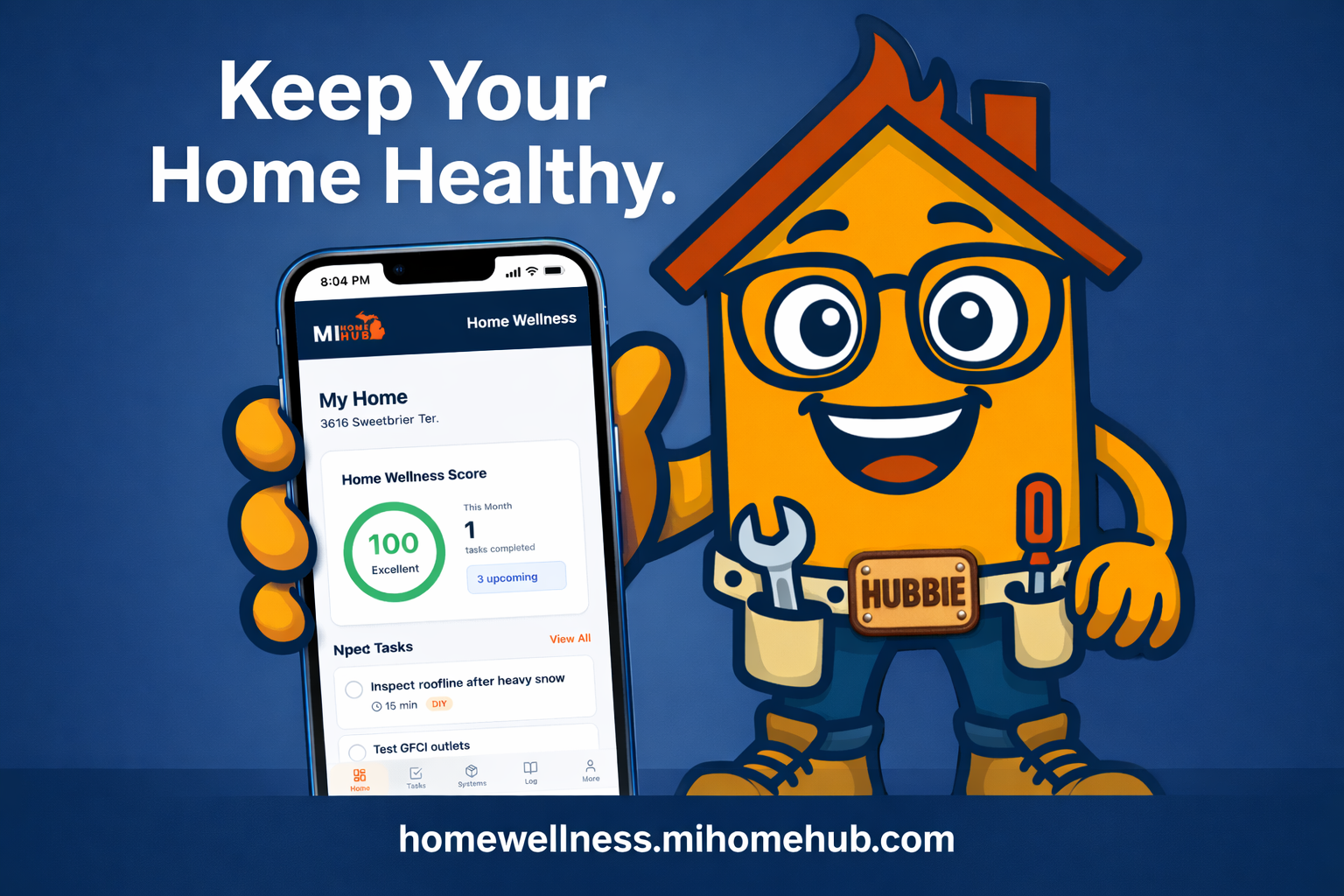 Hubbie showcasing MI Home Hub Home Wellness